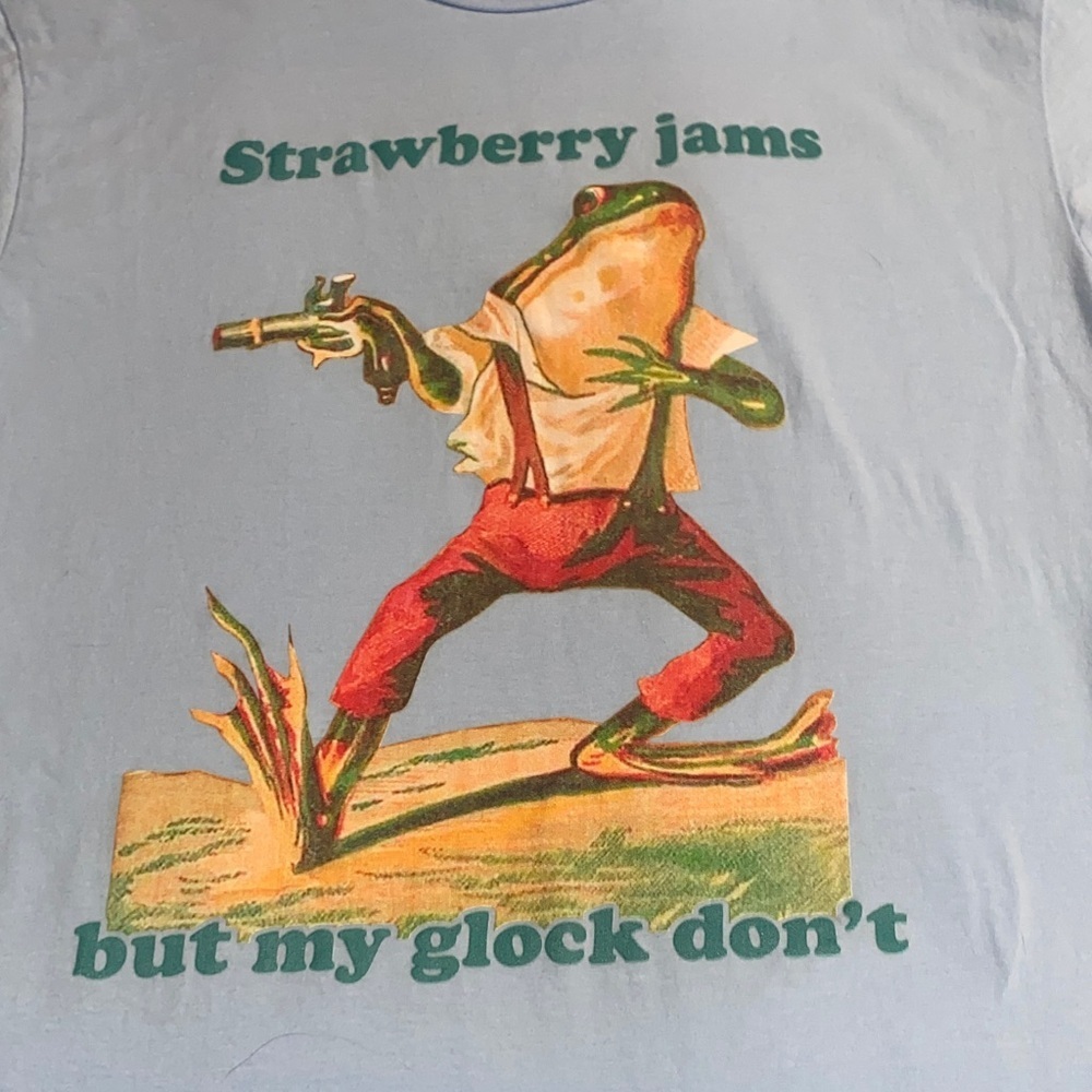 Strawberry Jams but my Glock don't Med Light Blue Graphic Tee - Picture 4 of 5